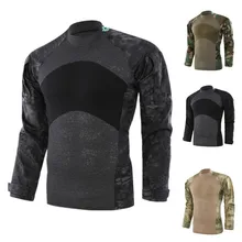 Men's Sport Breathable Quick-dry T-Shirt Army Military Tactical Tops Hiking Camping Spring Tees Camouflage Combat Sport T-Shirt