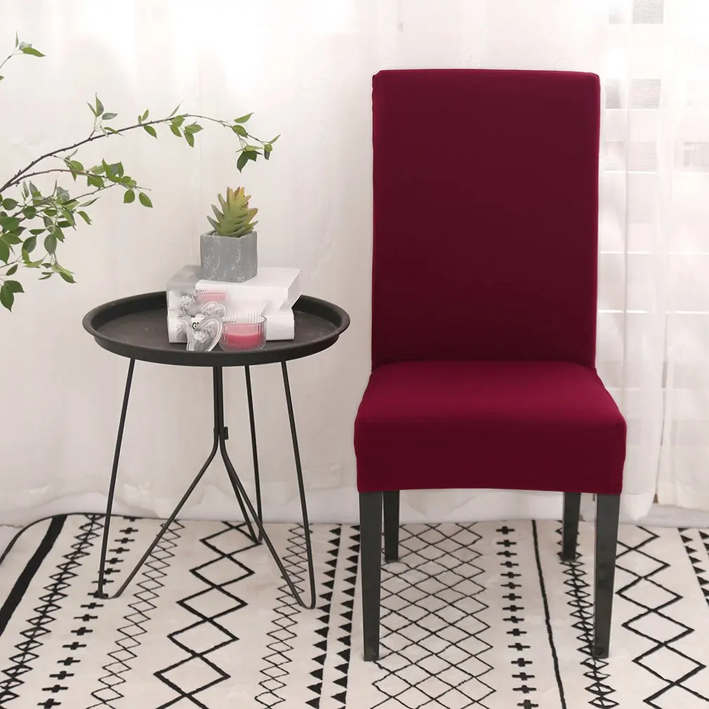 Чехол для стула с принтом, универсальный размер, стрейчевый полиэстеровый протектор для стула для отеля, свадьбы, банкета, столовой, домашнего декора - Цвет: Бургундия