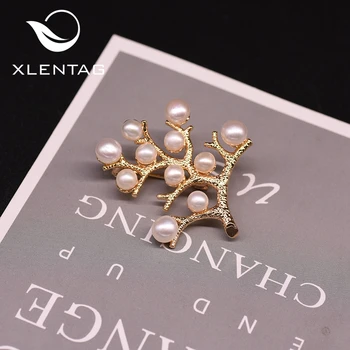 

XlentAg Angel Natural Freshwater Pearl Gothic Anime Brooch Dendritic Deer Elk Horns Best Friends Luxury Aesthetic Jewrlry GO0360
