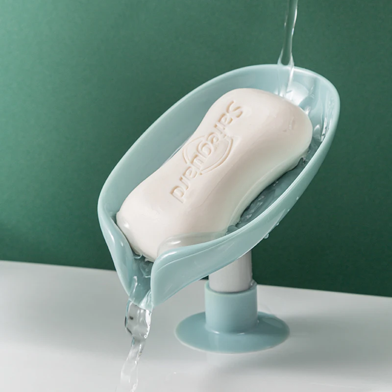 Leaf Shape Soap Box Drain Bathroom Shower kitchen sink Plate Dish Holder Cup