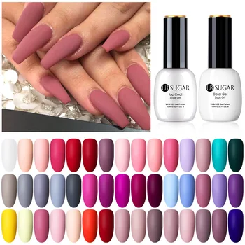 

UR SUGAR 15ml Matte Color Gel Semi Permanent Soak Off UV LED Gel Nail Art Polish varnish Nails Matte Top Coat