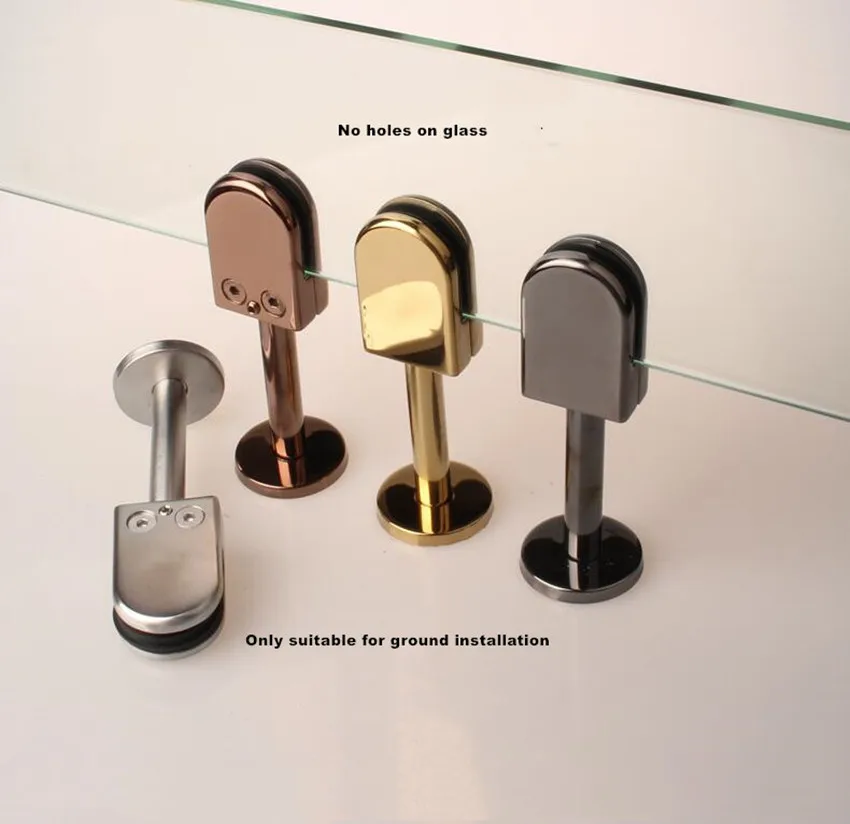 Hole free stainless steel screen partition glass support foot bracket clamp glass clamp fixed ground clamp(DG5030-1)