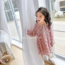 Весенние платья с кисточками на поясе для девочек; одежда для принцесс; прелестные модные туфли розовый кремовое платье 5 штук в партии