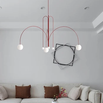 

Modern LED Glass Ball Line Chandelier Nordic Cafe Bar Living Room Lamp Loft Restaurant Bedroom Decor Chandelier Light Fixtures