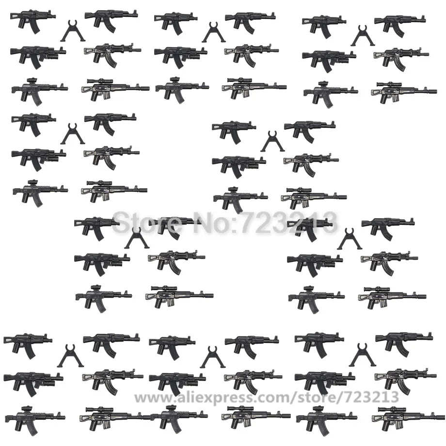 Hot Sale 10 bag Weapon Rifle Military Set AK-47 M16 G36 Parts Accessories SWAT Model PUBG Building Blocks Brick Kits Toys | Игрушки и