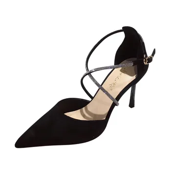 

Buckle Strap Comfort Shoes For Women Clear Heels Beige Heeled Sandals 2020 Women's Shallow Mouth Comfort Block Stiletto Black