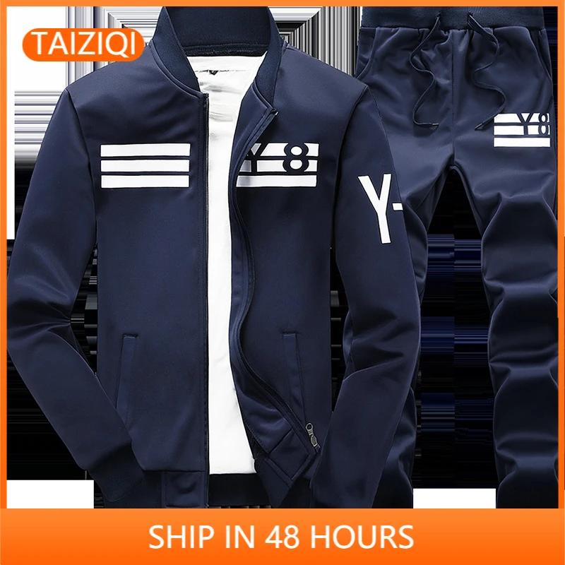 

Men Track Suit Sport Style Character Ptinting Striped Tops Mens Hip Hop 1 SET Packing Jogger Suits Jacket And Pants