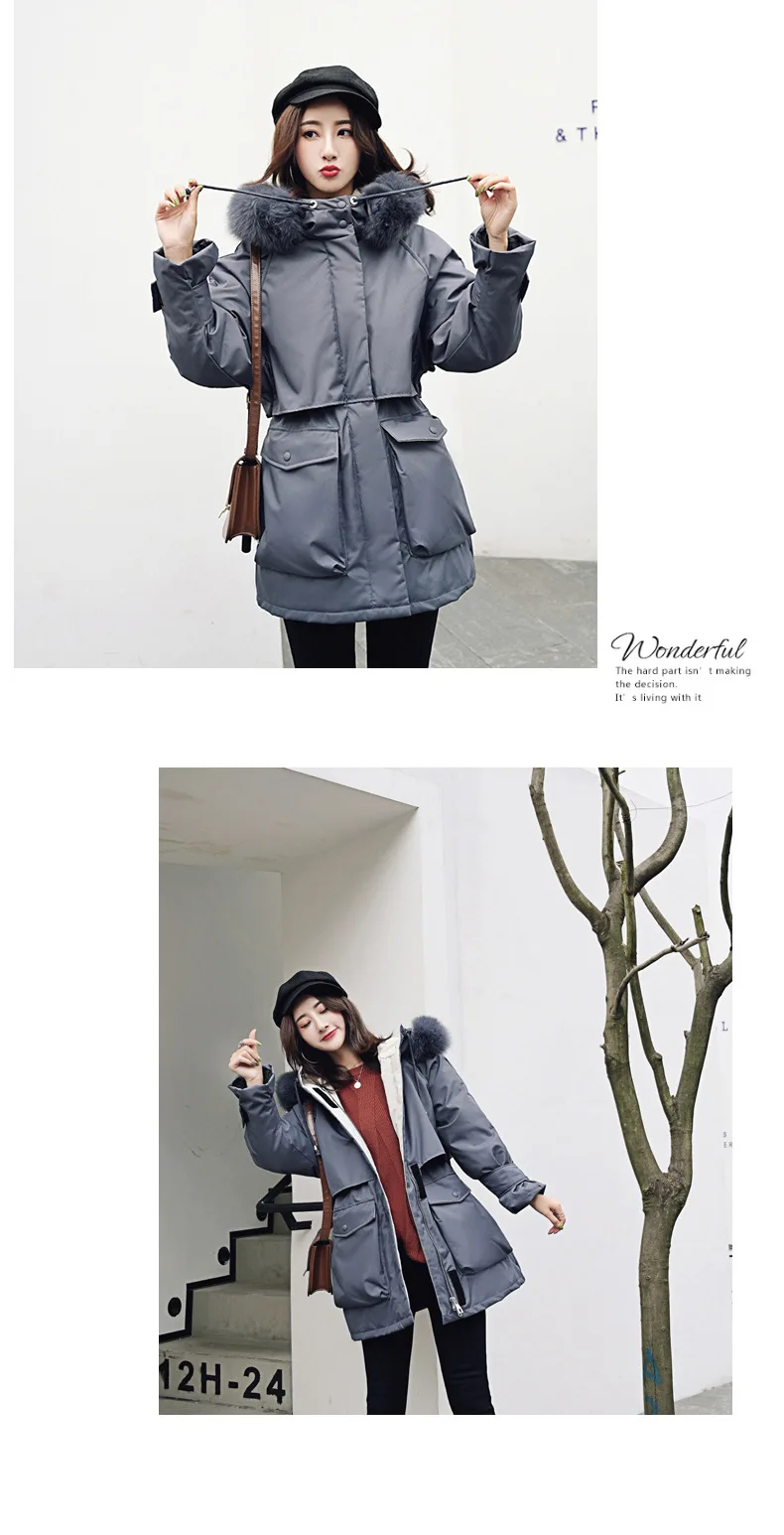 new style Korean-style down Jacket Women's Loose-Fit Thick Mid-length Jacket