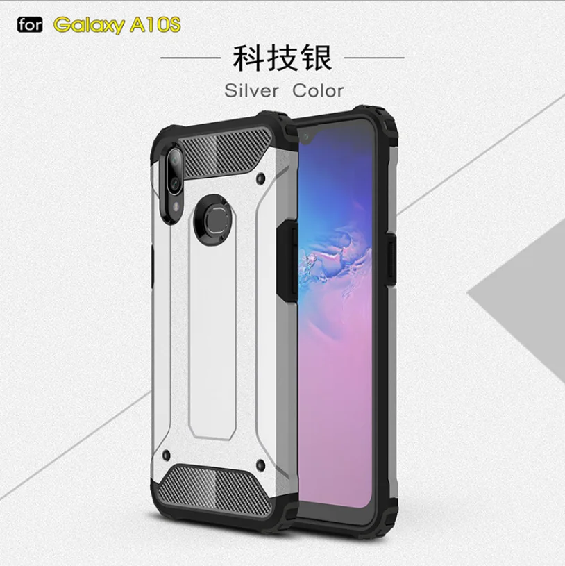 Золотой Стальной плюс два в одном противоударный чехол для телефона для samsung galaxy A50 A70 A40 A20 Note 8 9 10 S8 S9 S10 Plus - Цвет: Серебристый