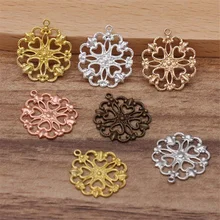 

SIXTY TOWFISH 30 Pieces DIY Jewelry Accessories 16*18mm Handmade Materials Charms Brass Flower Filigree Flower Slice