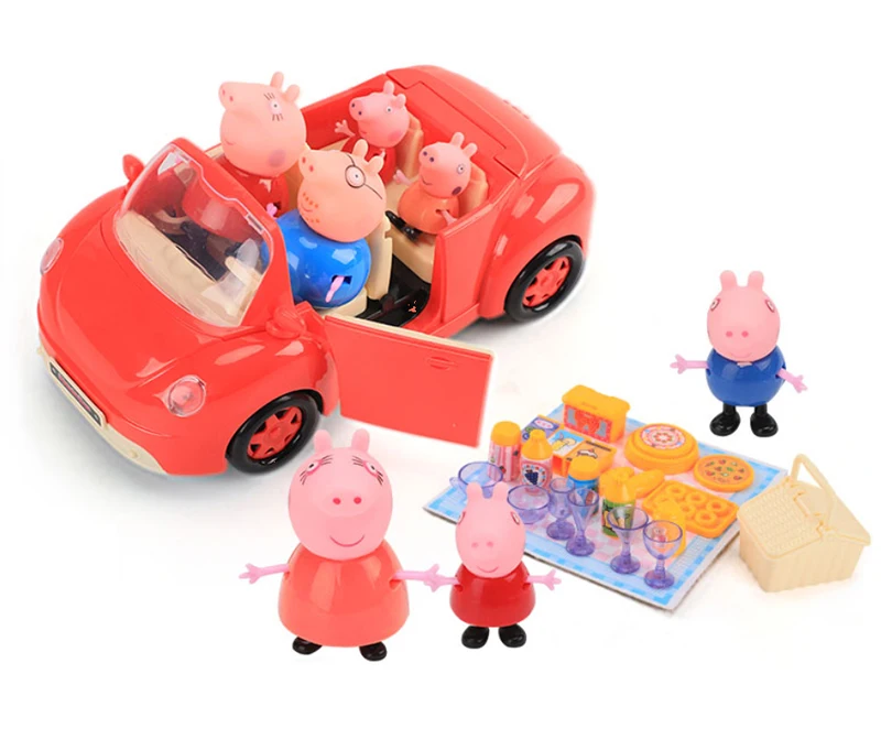 Peppa Игрушка Свинья Набор Пегги автобус школьные автобусные фары автомобиль домашний дом свет музыкальная комната кабинет стол самолет мальчик девочка подарок на день рождения