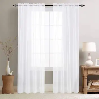 

White Sheer Curtains for Living Room The Bedroom Tulle Curtain Solid Plain Voile Tulle
