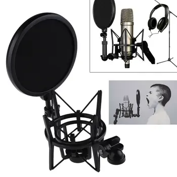 

New Professional Wind Screen Pop Filter MIC Holder With Tripod Desktop Microphone Stand Holder Bracket Supporter Shock Mount