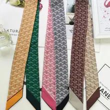 Классический роскошный обтягивающий шарф с геометрическим принтом, Модный женский шелковый шарф, маленькая сумка с лентами, женские шарфы и палантины B84