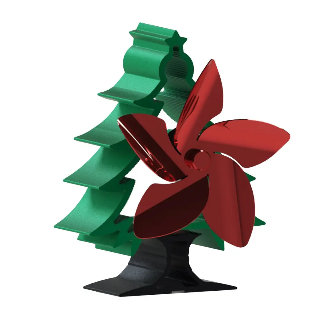 

European Style Simple And Portable Christmas Tree Fireplace Fan 5-Blade Fan Energy Saving Driven By Thermal Energy