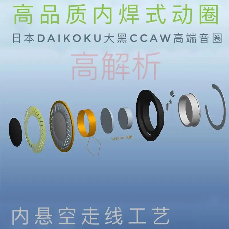 TONEKING Dendroaspis Viridis HIFI Headset Three Diaphragm Dynamic Hifi Music Monitor Audiophile Metal Earphones IEMs MMCX Cable