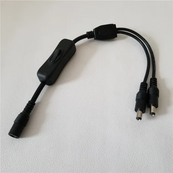 

DC 2.1*5.5mm Power Monitoring Cable with On-Off Switch 1 to 2 Splitter Wire Female to 2 Male Black 30cm