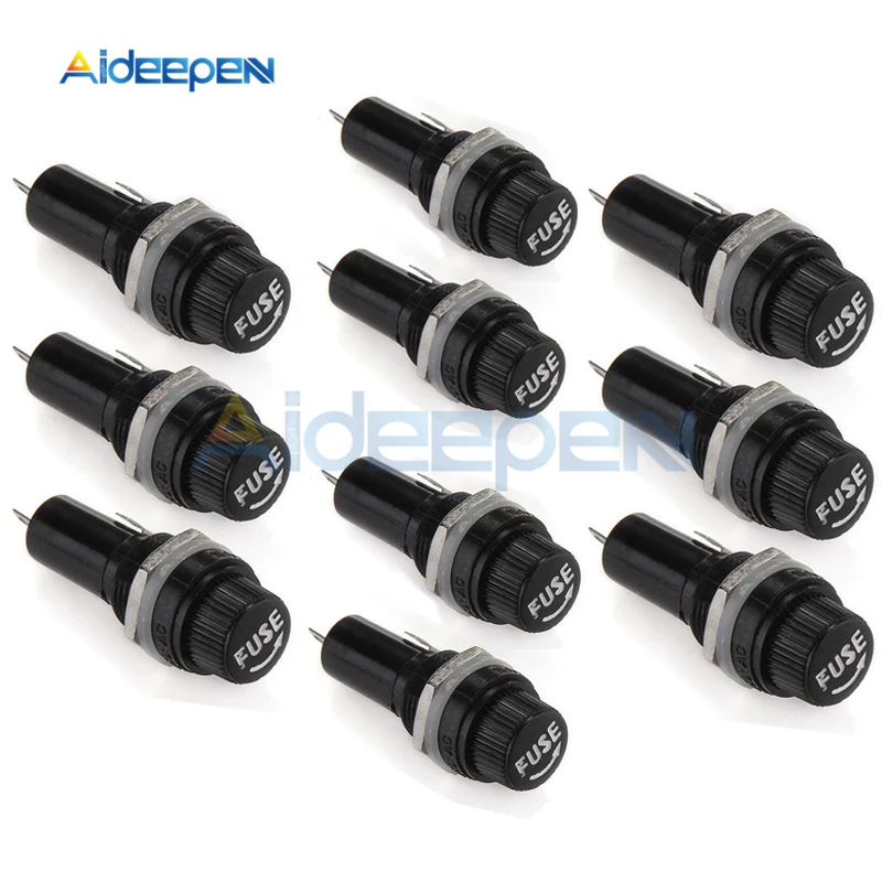 10Pcs/lot 5x20mm Fuse Holders 5x20 mm Black Insurance Tube Socket Fuse Holder 10A 250V AC 15A 125V AC For 5*20MM Insurance Panel