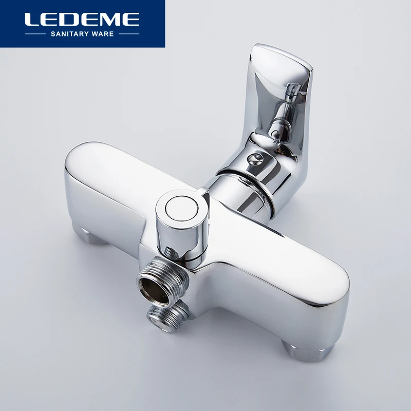 LEDEME Bathtub Faucet set for Bathroom Outlet Pipe Chrome Plated Bath Faucets Surface Brass Bathtub Faucets Shower Head L2234