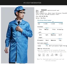 

Genuine INSAHO Scientific design of double layer radiation protective overalls,Shielding efficiency is 55DB,silver fiber SHD014.