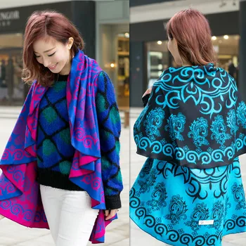 

Yunnan Lijiang ethnic wind thick round cloak shawl ms imitation cashmere thick warm scarf