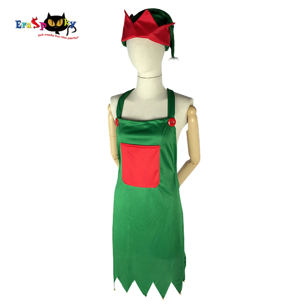 Eraspooky для взрослых Санта Клаус помощник косплей зеленый Рождественский костюм