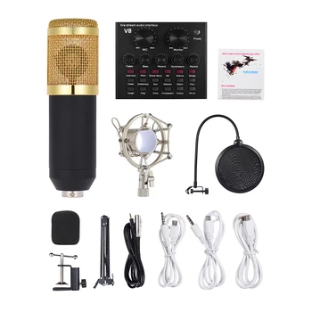 

Blowout Prevention Microphone Stand Set External Audio Mixing Sound Card Condenser Microphone Set