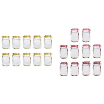

40 Mason Jar Bags Reusable Storage Bag Leak-Proof Snack Protection Bag (S Size / Yellow, L Size / Red)