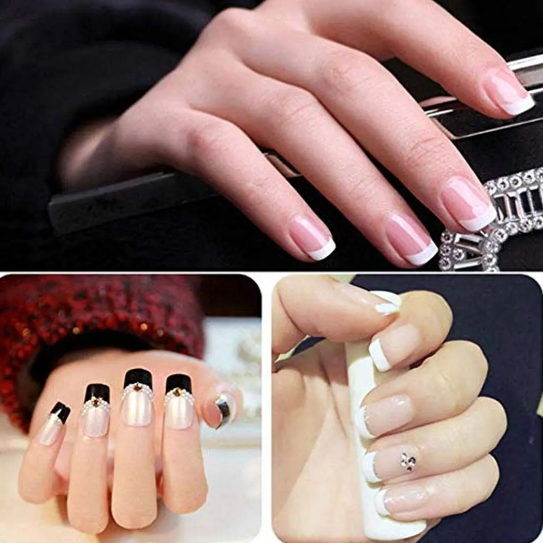 1pcs French Manicure Templates Easy French Poly Tips Styling Tools Gel Polish Smile Cut Manicure DIY Accessory Equipment