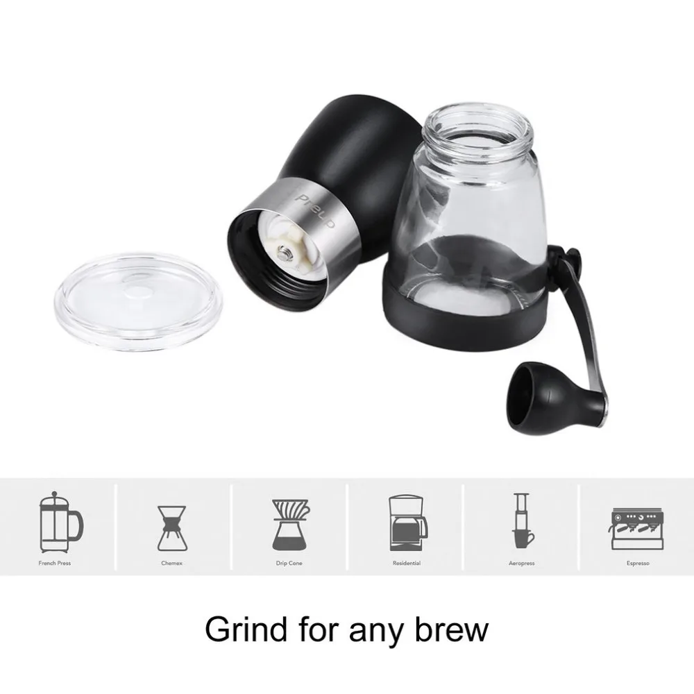 

Manual Coffee Grinder, Hand Crank Ceramic Conical Adjustable Burr Mill ABS+PC Material Stainless Steel Ceramic Core Kitchen