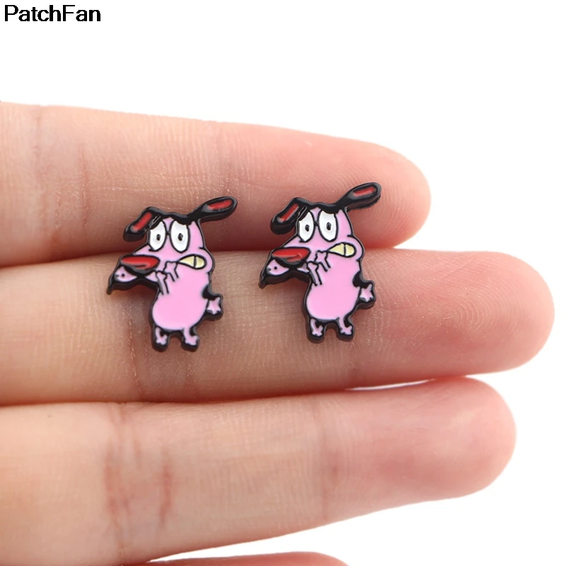 Patchfan смелость трусливые серьги с собаками Эмаль Шарм милый творческий para вечерние Подарки для женщин сувенир подарки A2482