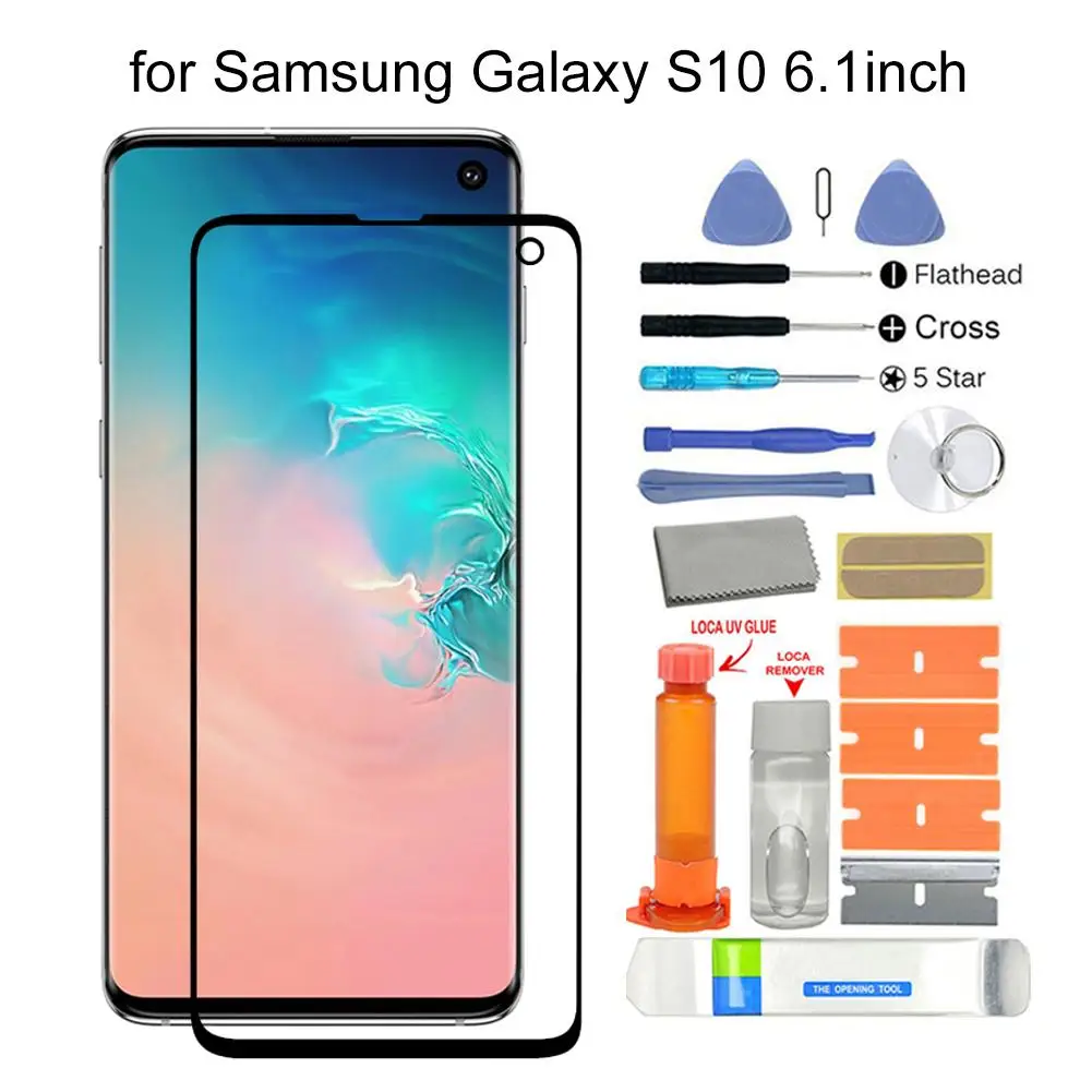 

Outer Front Glass Screen Repair Kit for Samsung Galaxy SM-G973F G973 Touch Screen Front Glass Replacement Kits with UV Glue Tool