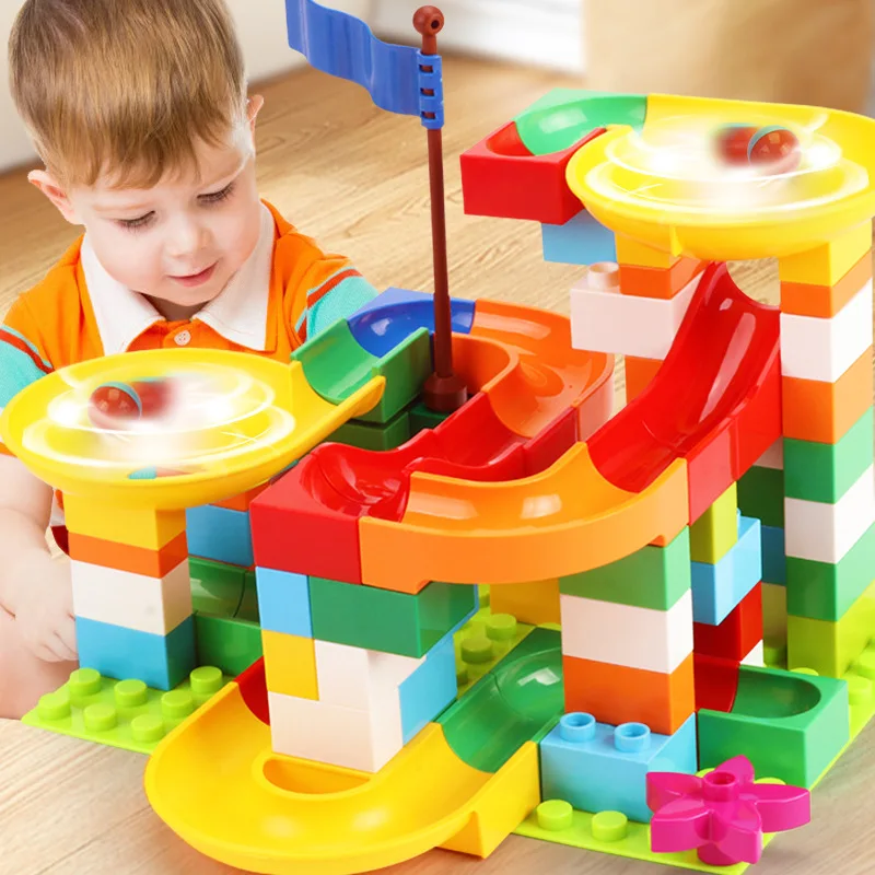 

54pcs/set Kid DIY Building Blocks Marble Race Run Maze Ball Track Funnel Slide Block Compatible Legoed Children Game Toys