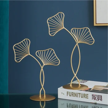 

Nordic Style Ginkgo Leaf Figurine Bookshelf Iron Art Home Decor Ginkgo Leaf Figurine Plant Ornament
