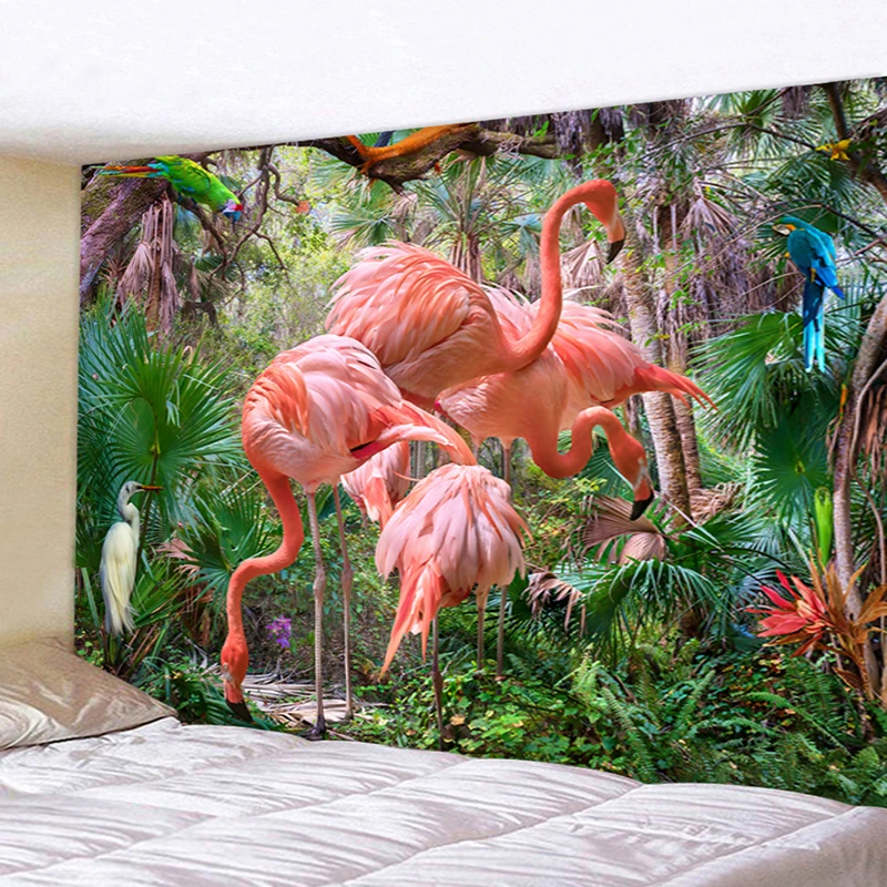 

Flamingo Tapestry Wall Hanging Tapestry Tropical Plant Printed Psychedelic Hippie Tapestries Home Decor Shawl Blanket