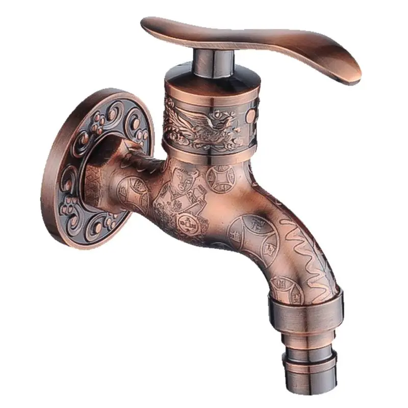 

Antique Bronze Wall Mounted Tap Sink Faucet Dragon Washing Machine Water Taps