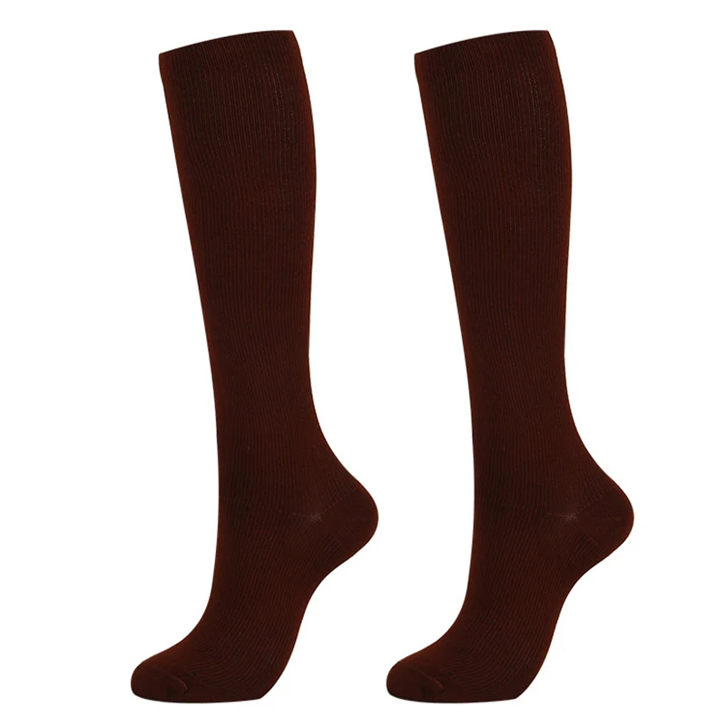 Женские нейлоновые одноцветные компрессионные гетры, облегчающие боль, длинные носки до колена, Лидер продаж - Цвет: Coffee