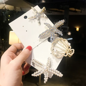 

Fashion Women Diamond Pearl Hair Clips Snap Barrette Stick Hairpins Hair Styling Tools Hair Accessories Hairgrip Birthday Gifts