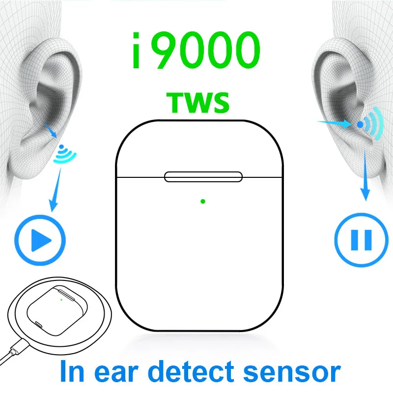 VIP link I9000 tws дропшиппинг Беспроводной Bluetooth 5,0 Смарт сенсор гарнитура спортивные наушники стерео наушники для iphone xiaomi