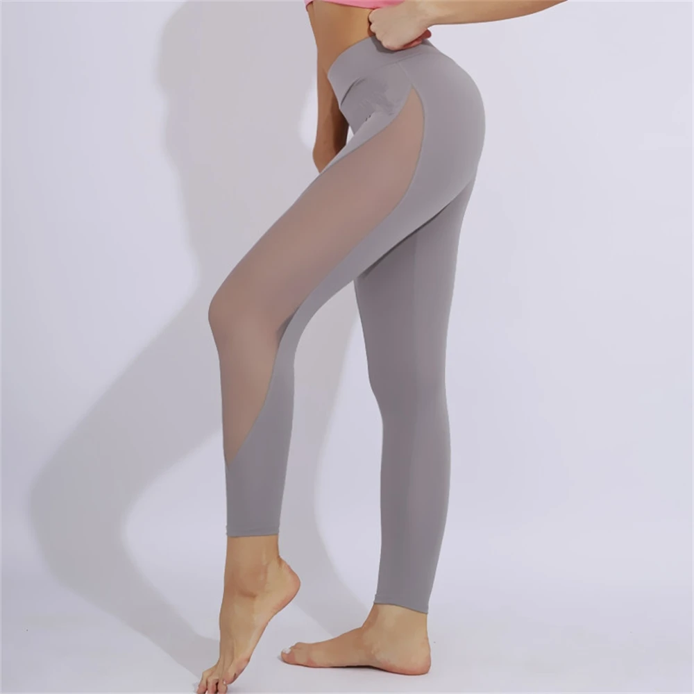 high waisted leggings Women's Yoga Running Training Fitness Sweatpants Ladies Mesh High Waist Stretch Tight and Quick-drying Yoga Sports Leggings seamless leggings