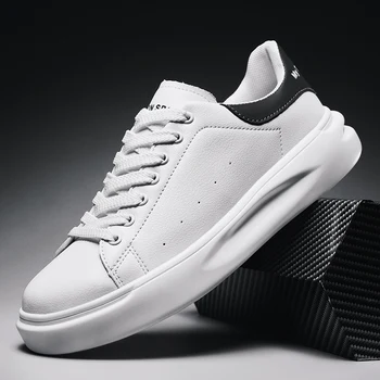 

2020 men Female Ladies Girl Student Genuine Leather White Shoes Flats Lace Up Soft Skateboarding Shoes Korean 39-44