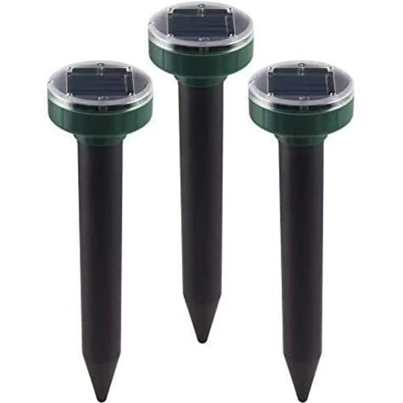 

Solar Powered Sonic Mole Repellent, Ultrasonic Pest Repeller Vole Chaser Spikes Traps for Lawn and Garden, 3 Pack
