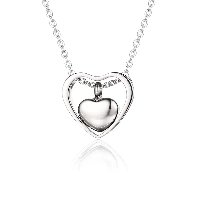 Double Heart Cremation Urn Necklace Kitty Memorial