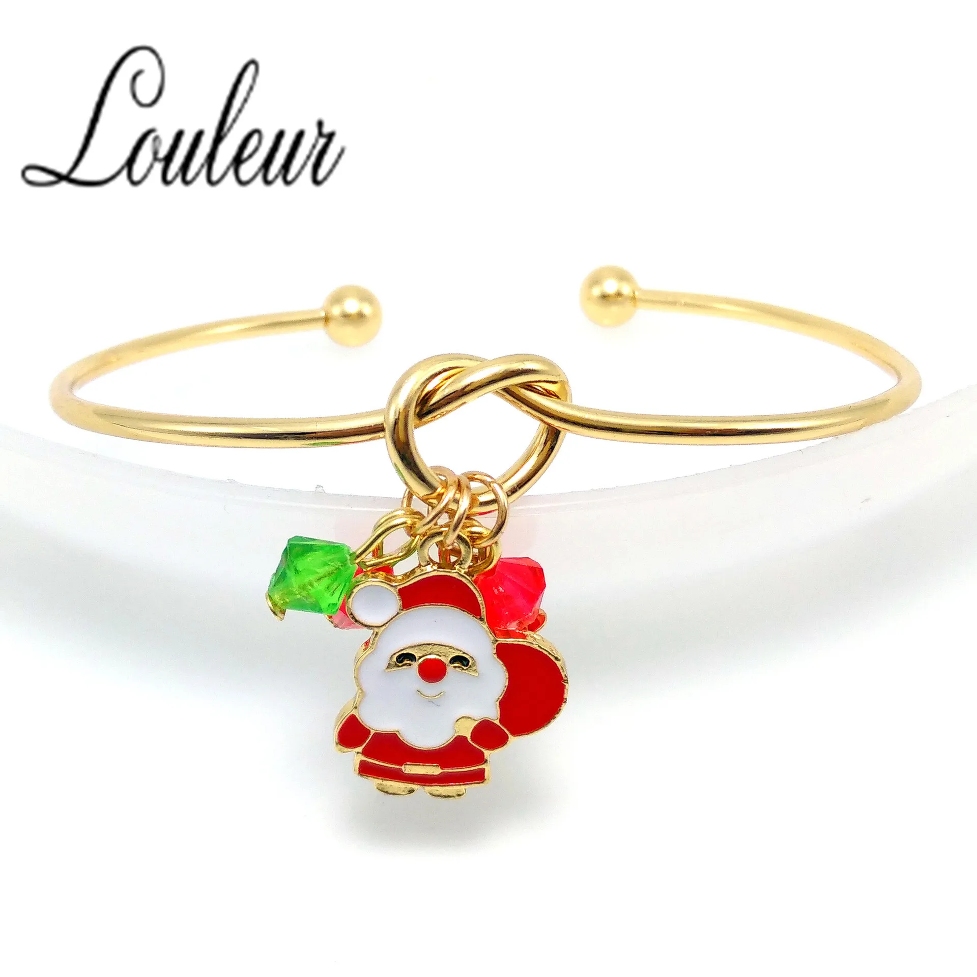 9 видов стилей браслет золотого цвета браслет Рождественская елка олень Подвеска с Санта-Клаусом Открытый браслет для женщин подарок девушки