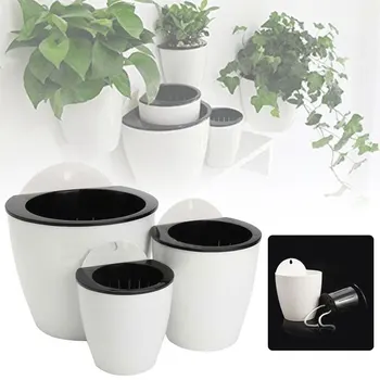 

SOLEDI Self Watering Plant Pot Wall Mounted Hanging Basket Automatic Plant Flower Pot Garden Supply Plastic Home Office Decor