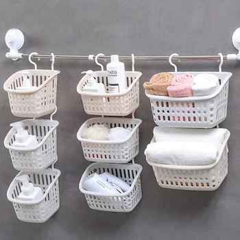 

1PC New Hangable Storage Basket Bathroom Hanging Basket Household Plastic Kitchen Bathroom Shower Wall Hanging Basket XB 033