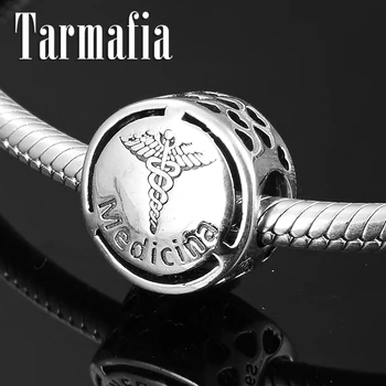 

2019 New 925 Sterling Silver Hollow Heart Charms beads Medicina Career Sign Fit Original Pandora Charm Bracelet Jewelry Making