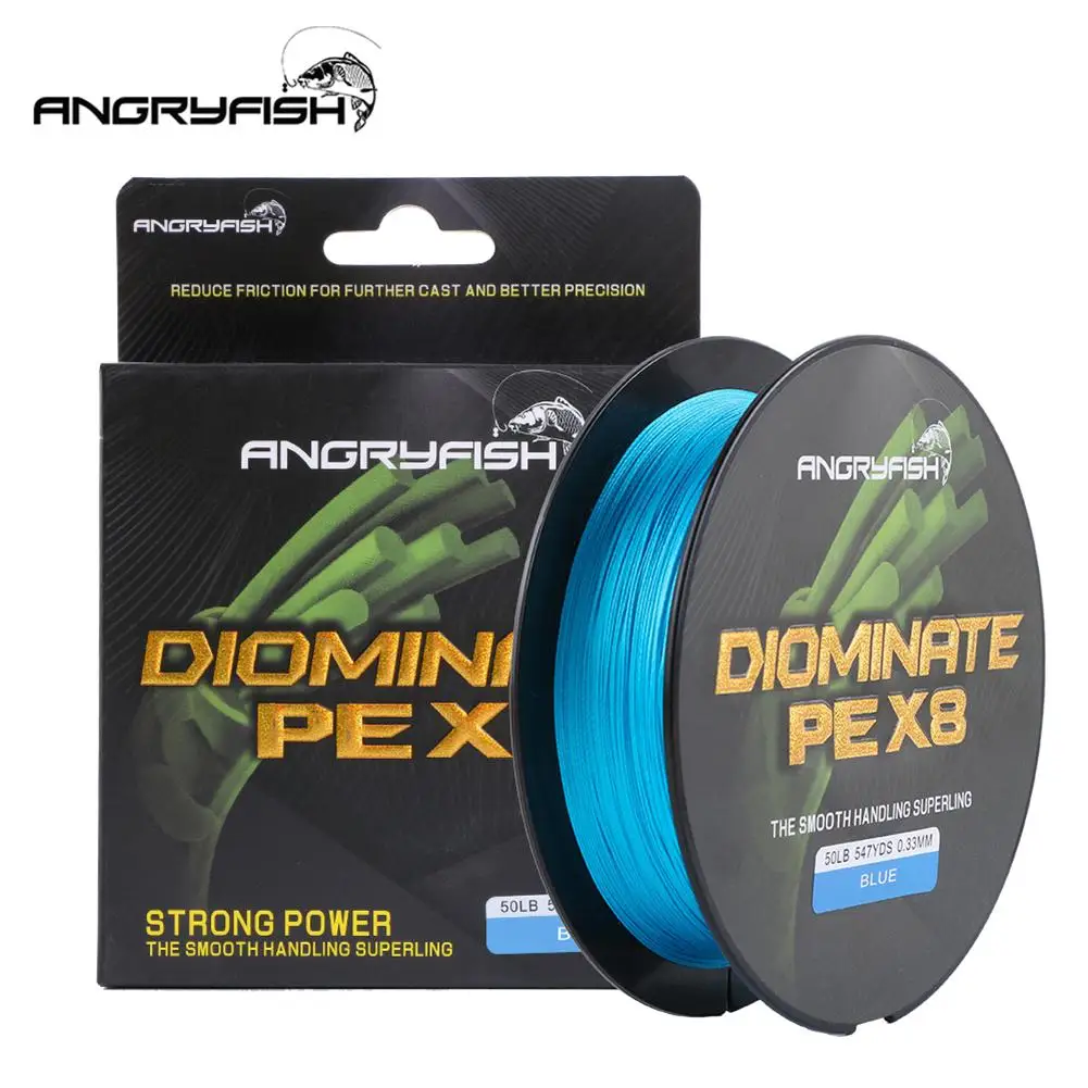 

GloryStar ANGRYFISH Diominate PE X8 Fishing Line 500M/547YDS 8 Strands Braided Fishing Line Multifilament PE Line Blue