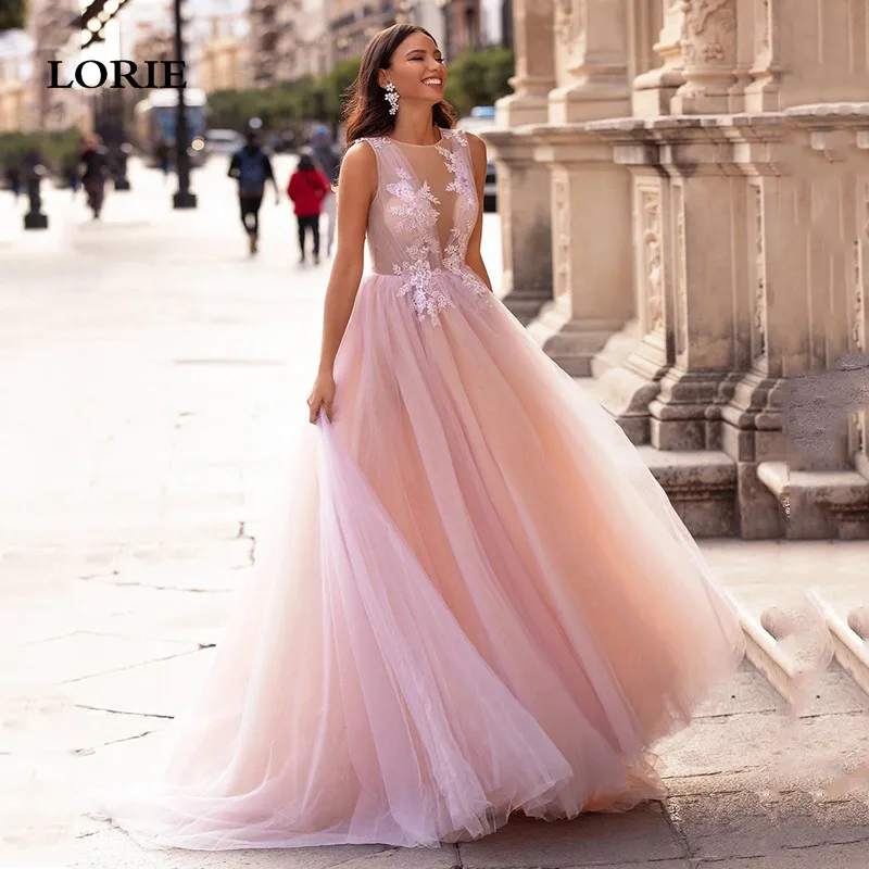 LORIE элегантные розовые кружевные свадебные платья а-силуэта пляжные из Мягкого