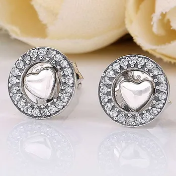 

Original Two-in-one Forever Heart With Crystal Studs Earring For Women 925 Sterling Silver Earring Wedding Gift Jewelry